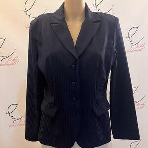 K C. Spencer Jacket or Top. Sz 12P. Tone on Tone Navy Stripe. Lightweight. AL